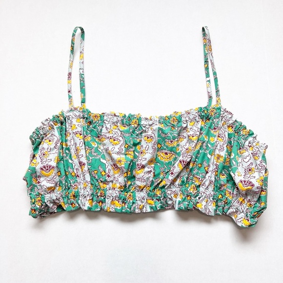 2/25 RHODE x Target Collab Green Stripe Floral Crop Top Large - Picture 2 of 5